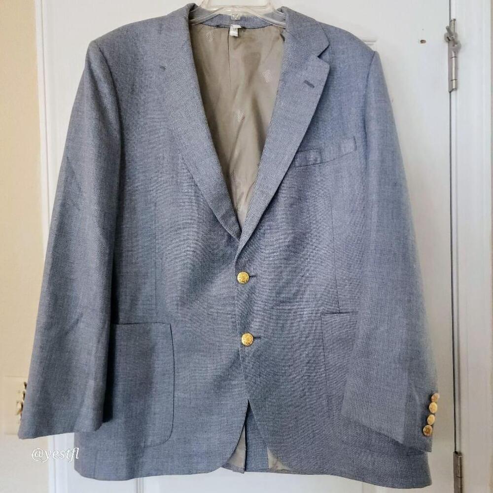 Men's Lanvin Heather Blue logo button Blazer